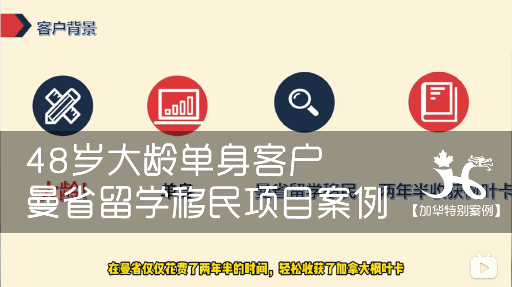 48岁大龄单身客户曼省留学移民项目案例